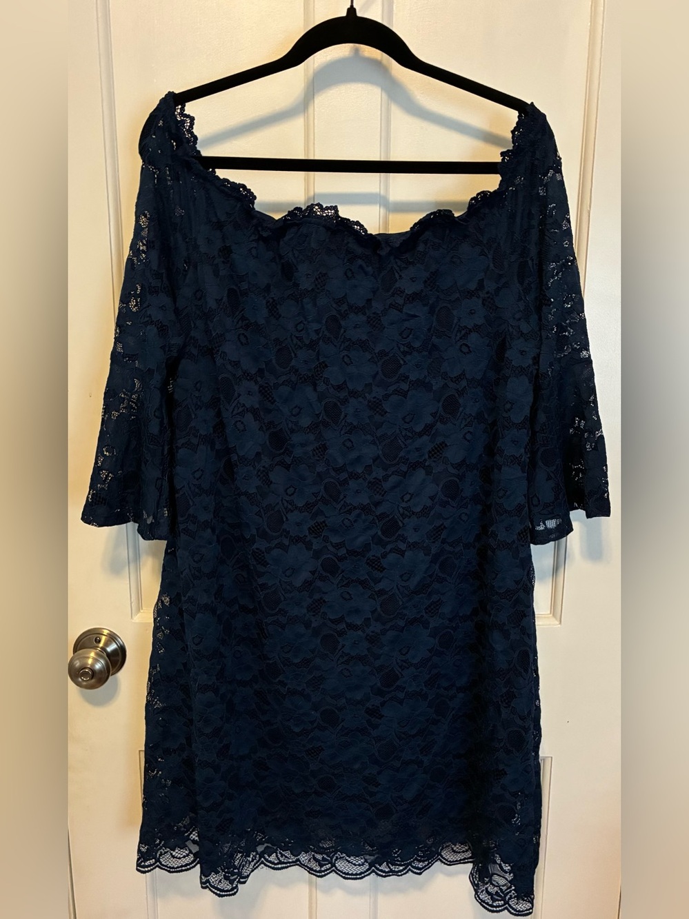Navy Lace Off-Shoulder Plus Dress NWT